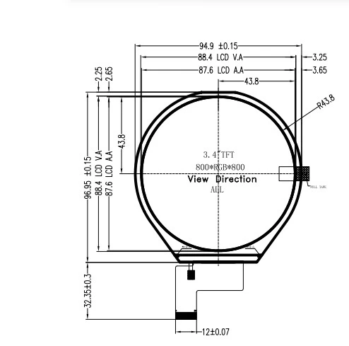 3.4 round TFT Display